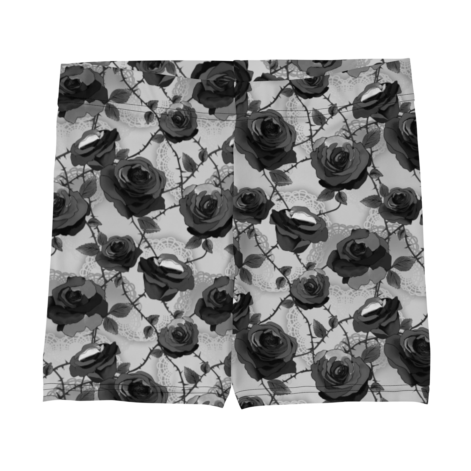 Stylish Enchanted Rose Shorts featuring a floral design, perfect for lounging or active wear. Soft and comfy fit.