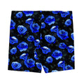 Soft and comfy Enchanted Rose Shorts featuring a vibrant blue rose pattern, perfect for lounging or active days.