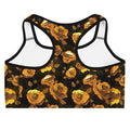 Stylish Enchanted Rose Sports bra featuring a dark floral design, perfect for workouts and adding mystery to your gym look.