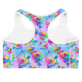 Stylish Enchanted Rose Sports bra featuring vibrant floral design, perfect for workouts and adding a touch of mystery.