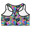 Stylish Enchanted Rose Sports bra featuring vibrant roses and lace design, perfect for a mysterious workout vibe.
