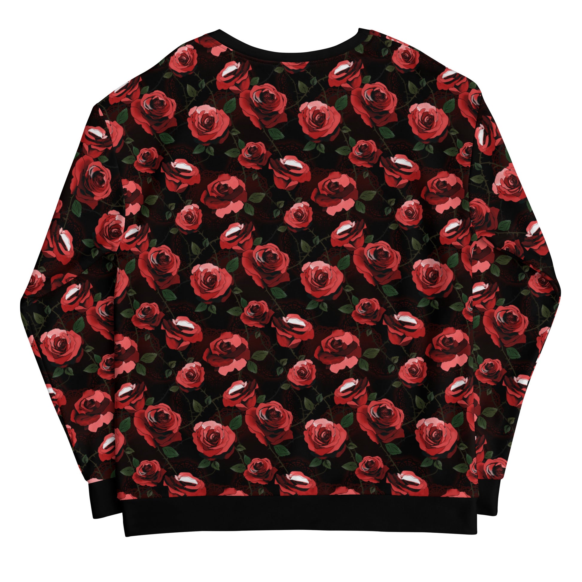 Stylish Enchanted Rose Sweatshirt featuring a vibrant rose pattern, perfect for any aesthetic. Ideal for cozy wear!