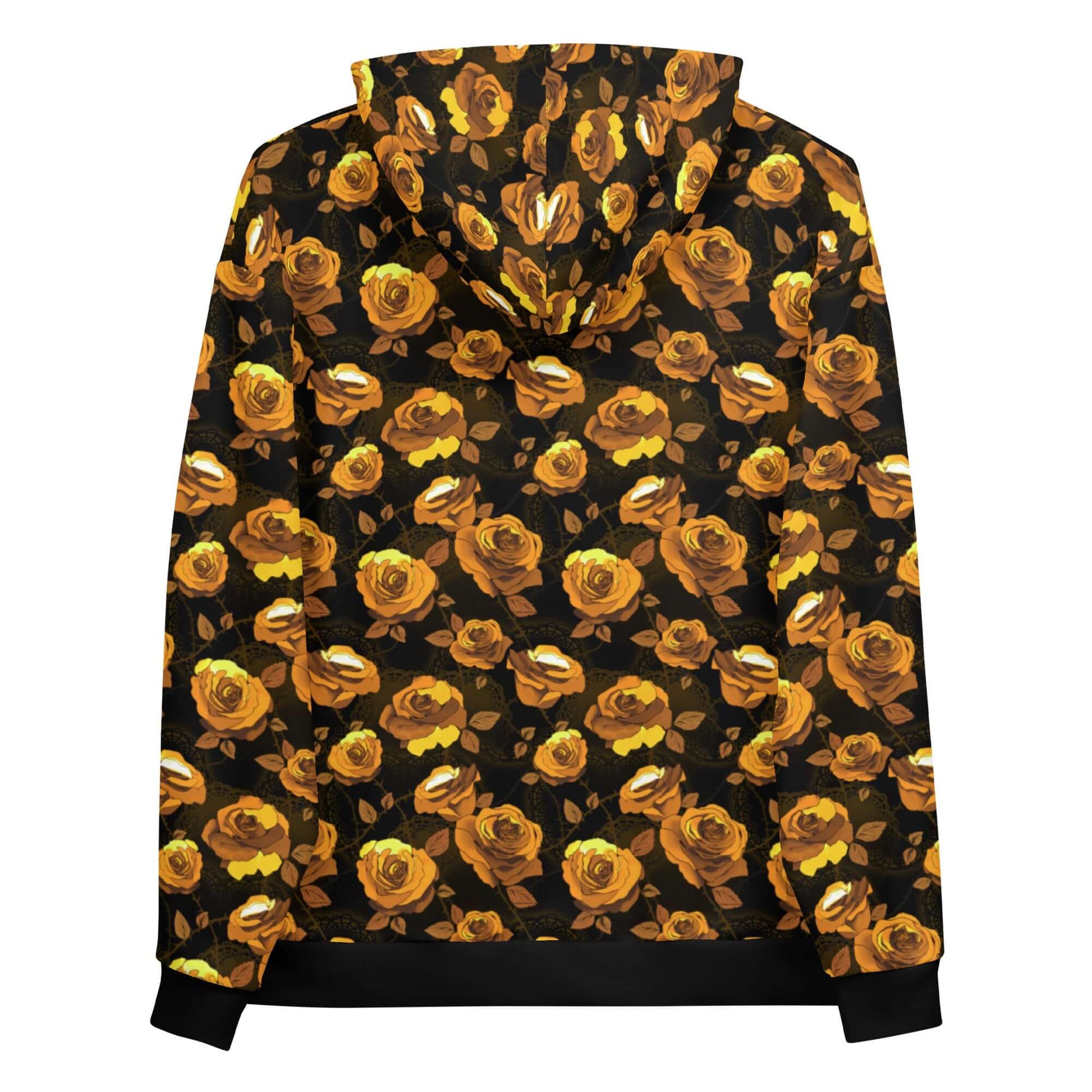 Stylish Enchanted Rose Hoodie featuring a vibrant floral print, perfect for any casual look. Soft and comfy for all-day wear.
