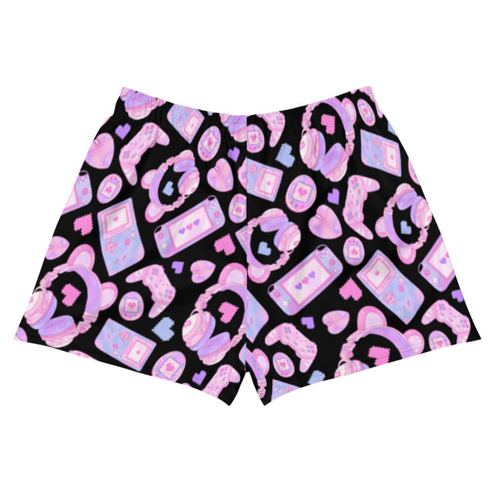 Gamer Girl Athletic Short Shorts feature a fun gaming design, perfect for comfort while playing or working out.