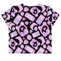 Gamer Girl Crop Top featuring cute 8-bit hearts and pastel gaming gear, perfect for stylish gamers everywhere.