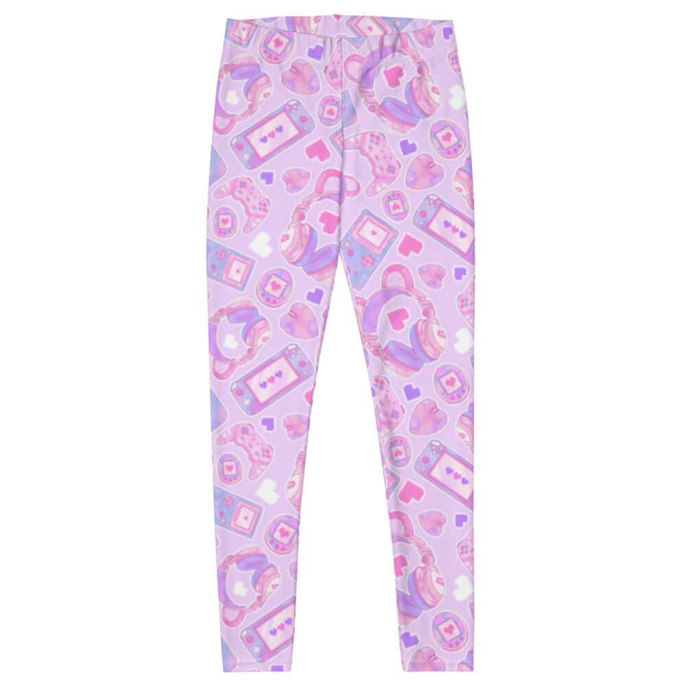 Gamer Girl Leggings featuring fun gaming icons, perfect for stylish comfort while leveling up your look.