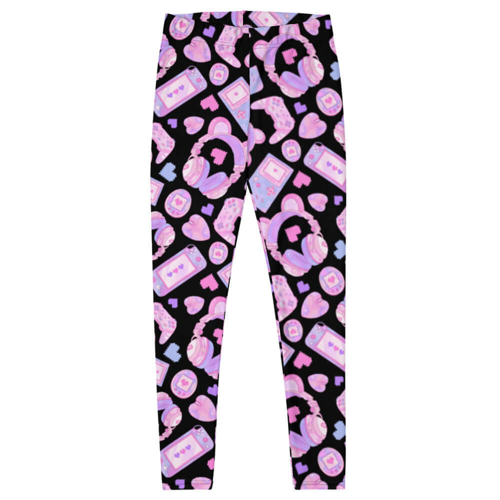 Stylish Gamer Girl Leggings featuring a fun, colorful pattern perfect for gaming and casual wear. Level up your look!