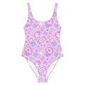 Gamer Girl One-Piece Swimsuit featuring playful gaming graphics, perfect for showcasing your unique style at the beach.