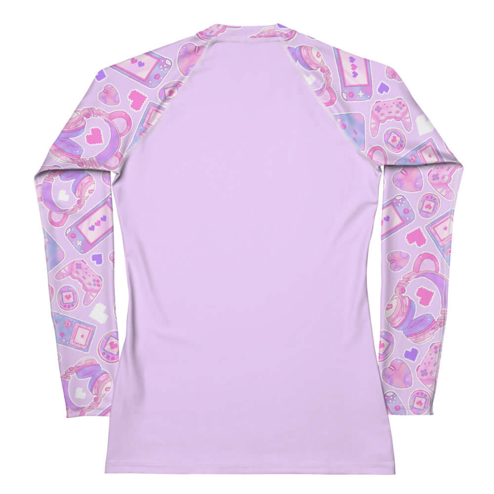 Gamer Girl Rash Guard features a stylish design, perfect for active wear and protection from the elements.