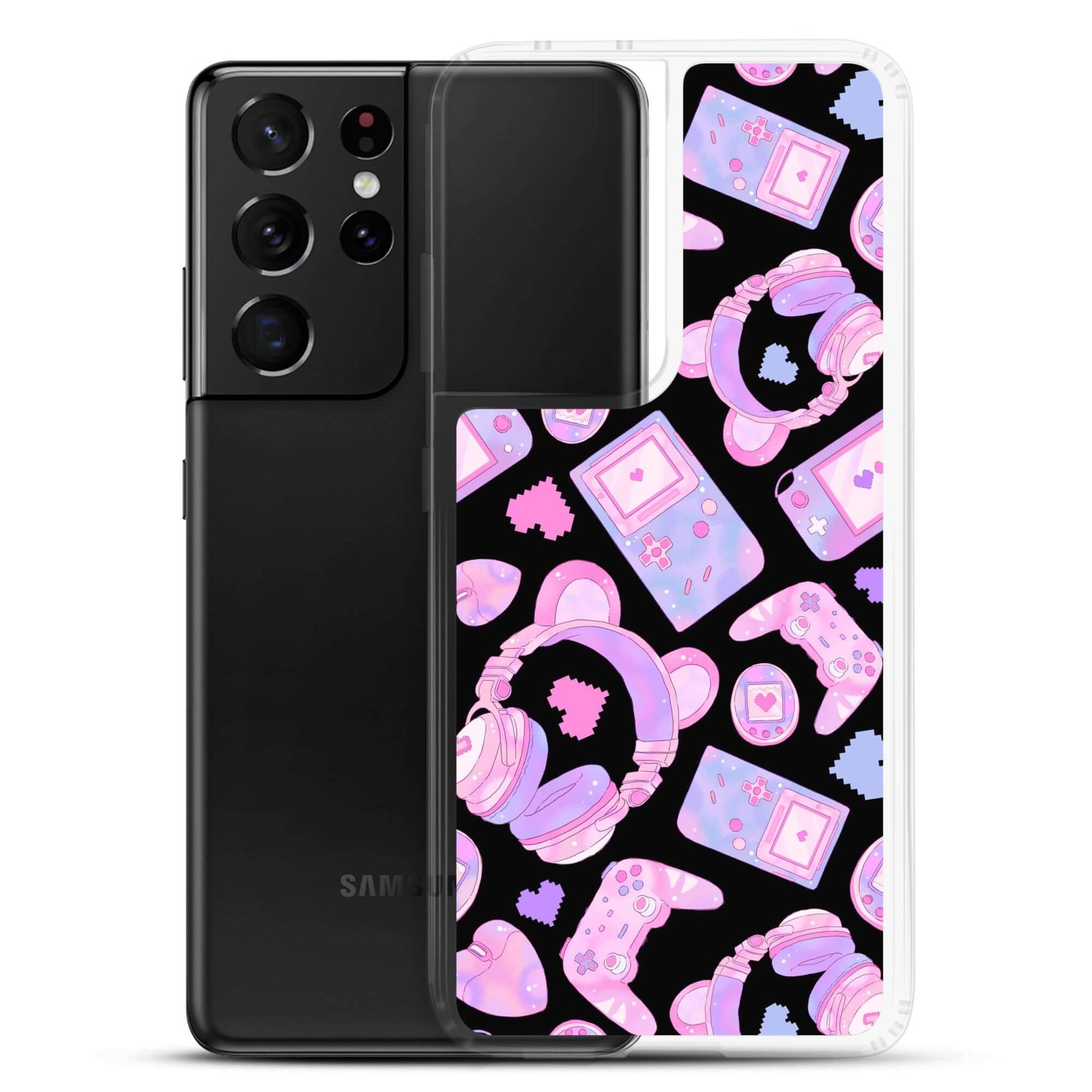 Protect your phone in style with the Gamer Girl Samsung® Clear Case featuring cute gaming designs.