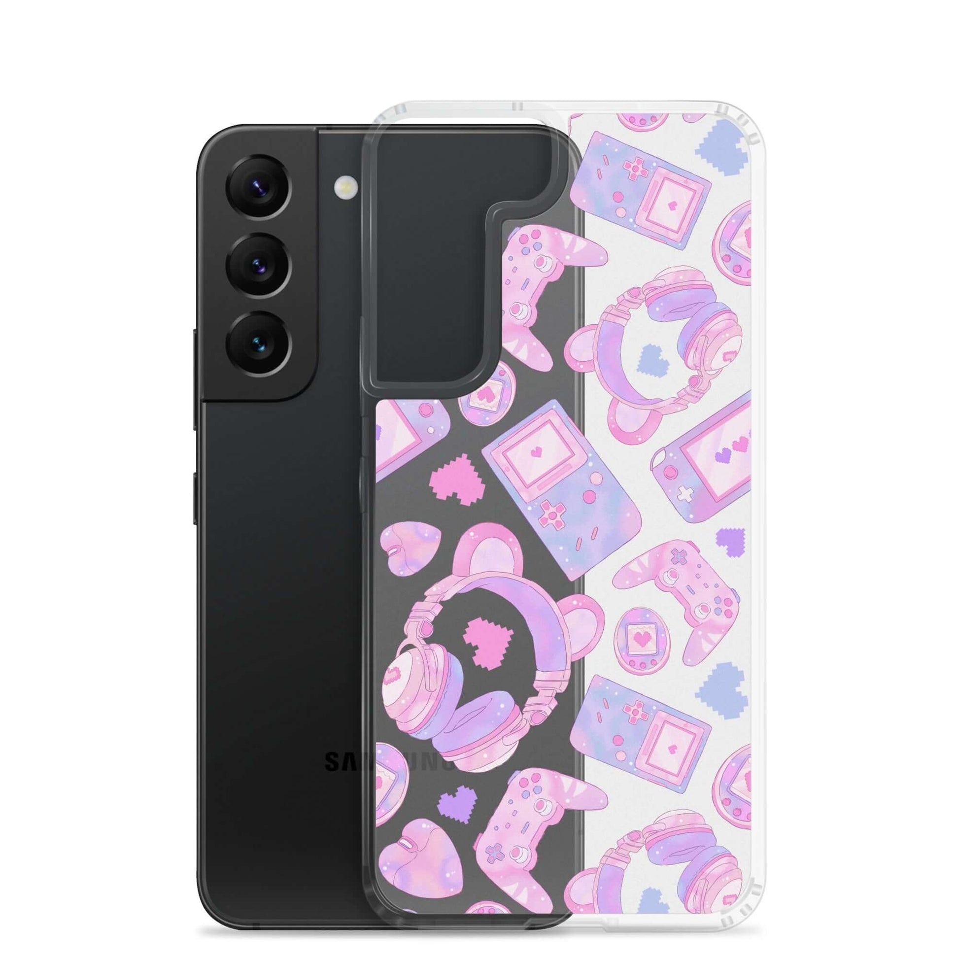Colorful Gamer Girl Samsung® Clear Case featuring gaming-themed designs, perfect for protecting your device in style.