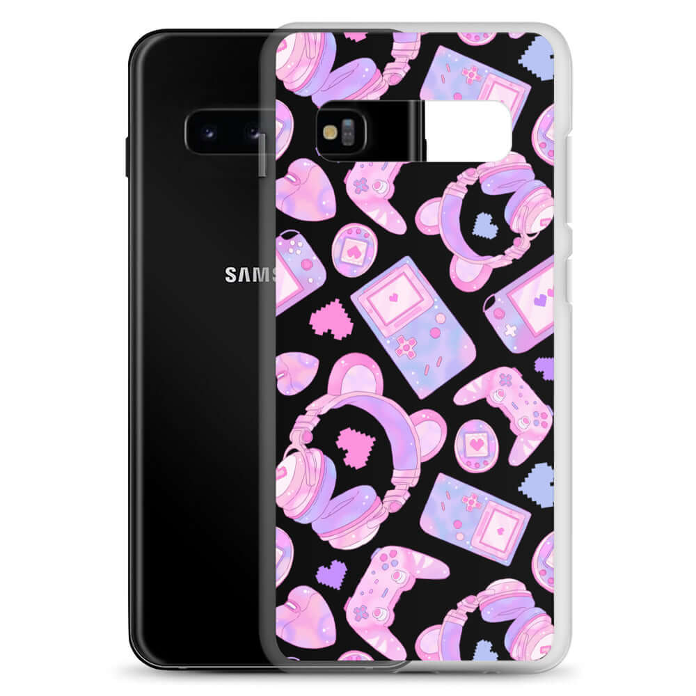 Stylish Gamer Girl Samsung® Clear Case featuring cute gaming designs, perfect for protecting your device in style.