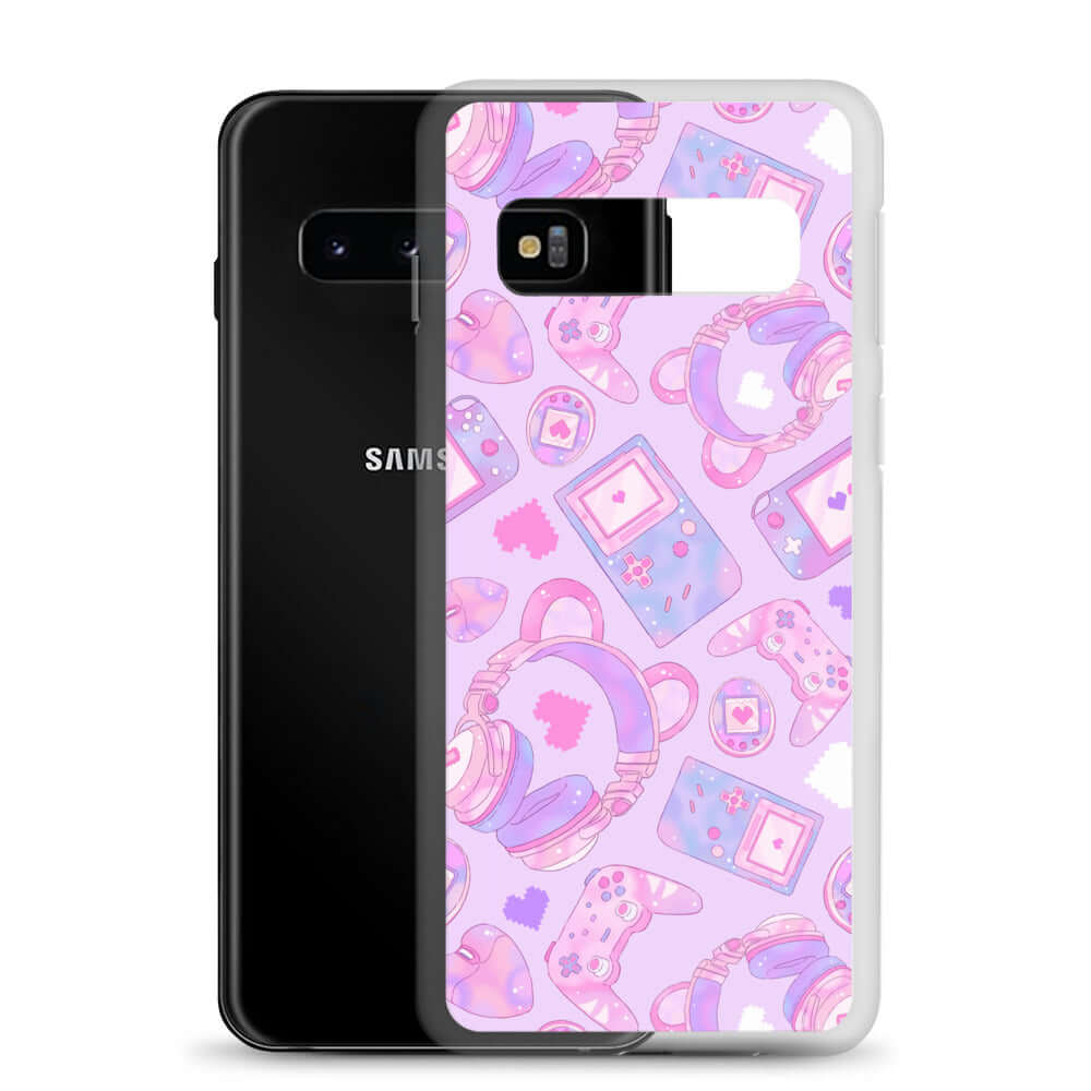 Stylish Gamer Girl Samsung® Clear Case features cute gaming graphics, keeping your phone safe and fashionable.