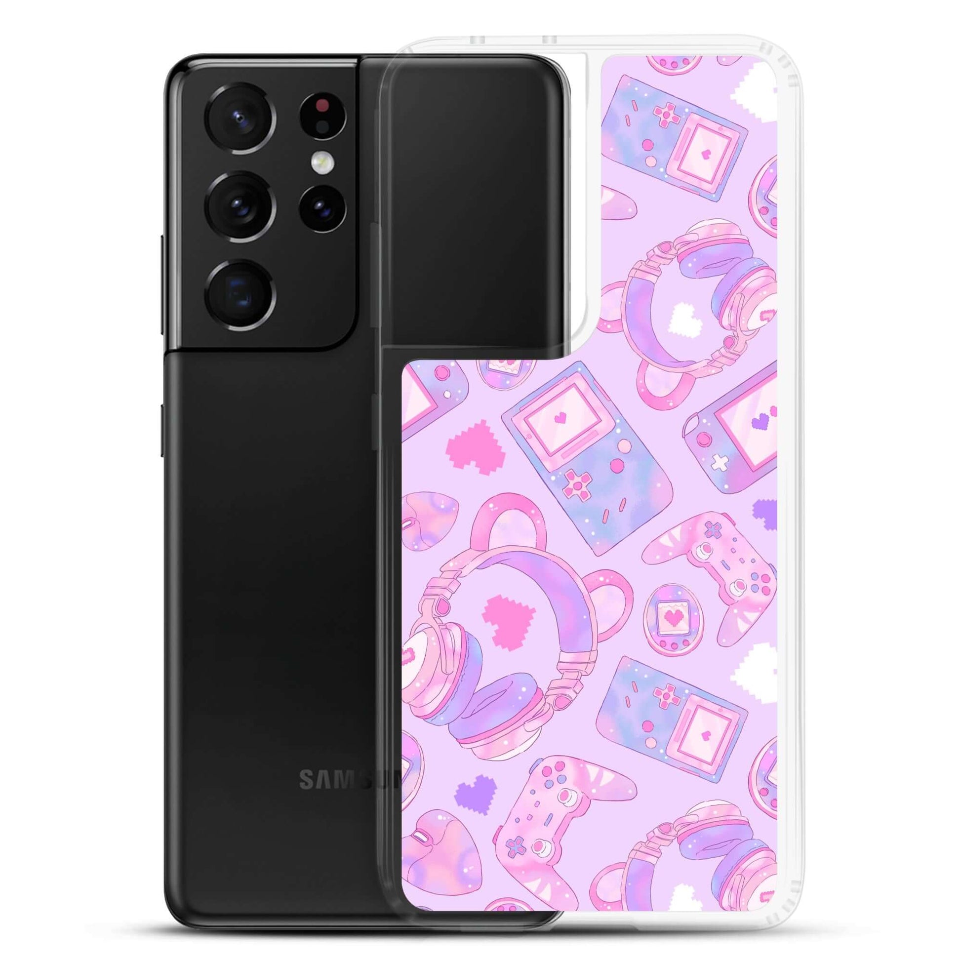 Stylish Gamer Girl Samsung® Clear Case featuring cute designs, perfect for protecting your phone while gaming.