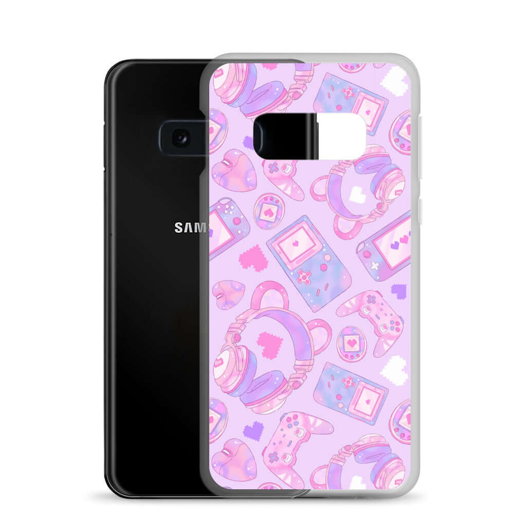 Stylish Gamer Girl Samsung® Clear Case features pastel gaming designs, protecting your phone in kawaii style.
