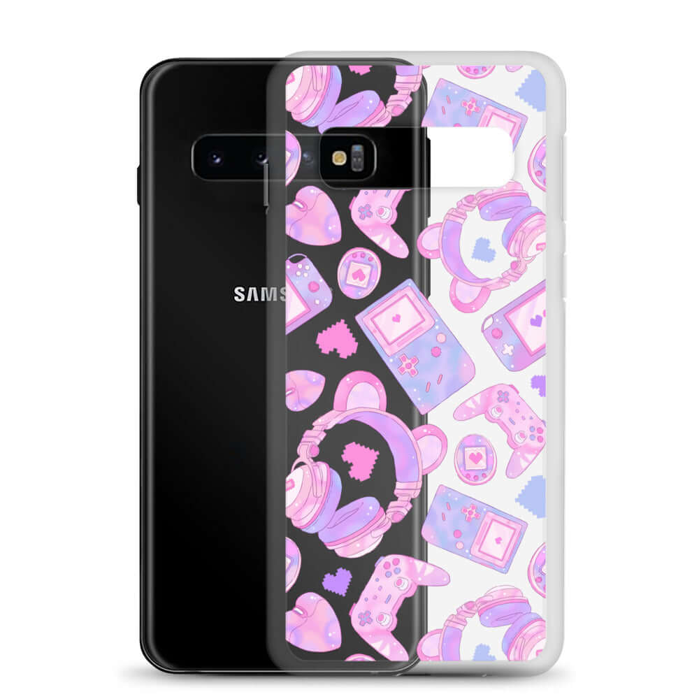 Gamer Girl Samsung® Clear Case features cute gaming graphics, protecting your device in style. Perfect for gamers!