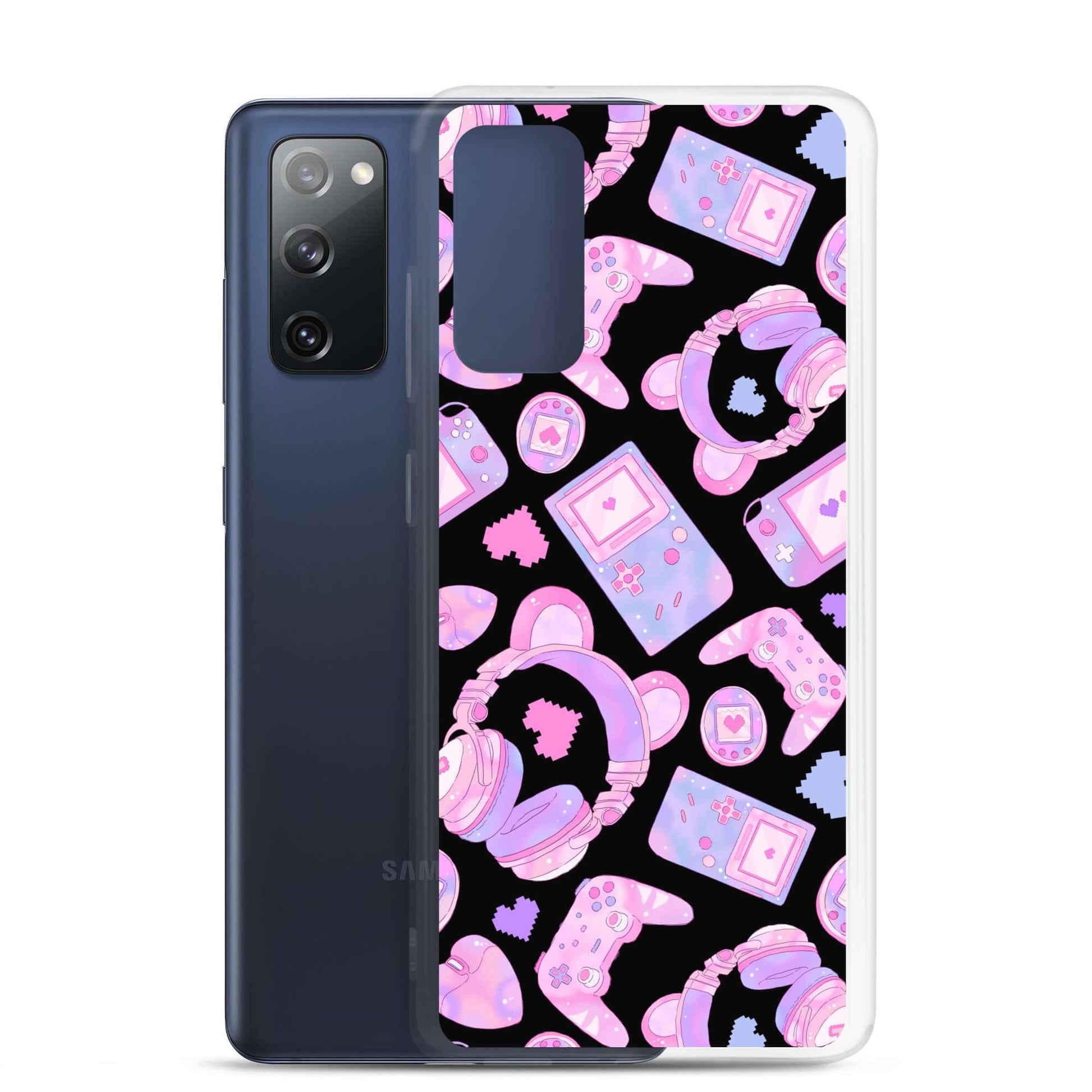 Stylish Gamer Girl Samsung® Clear Case featuring cute gaming designs, perfect for protecting your phone in style.