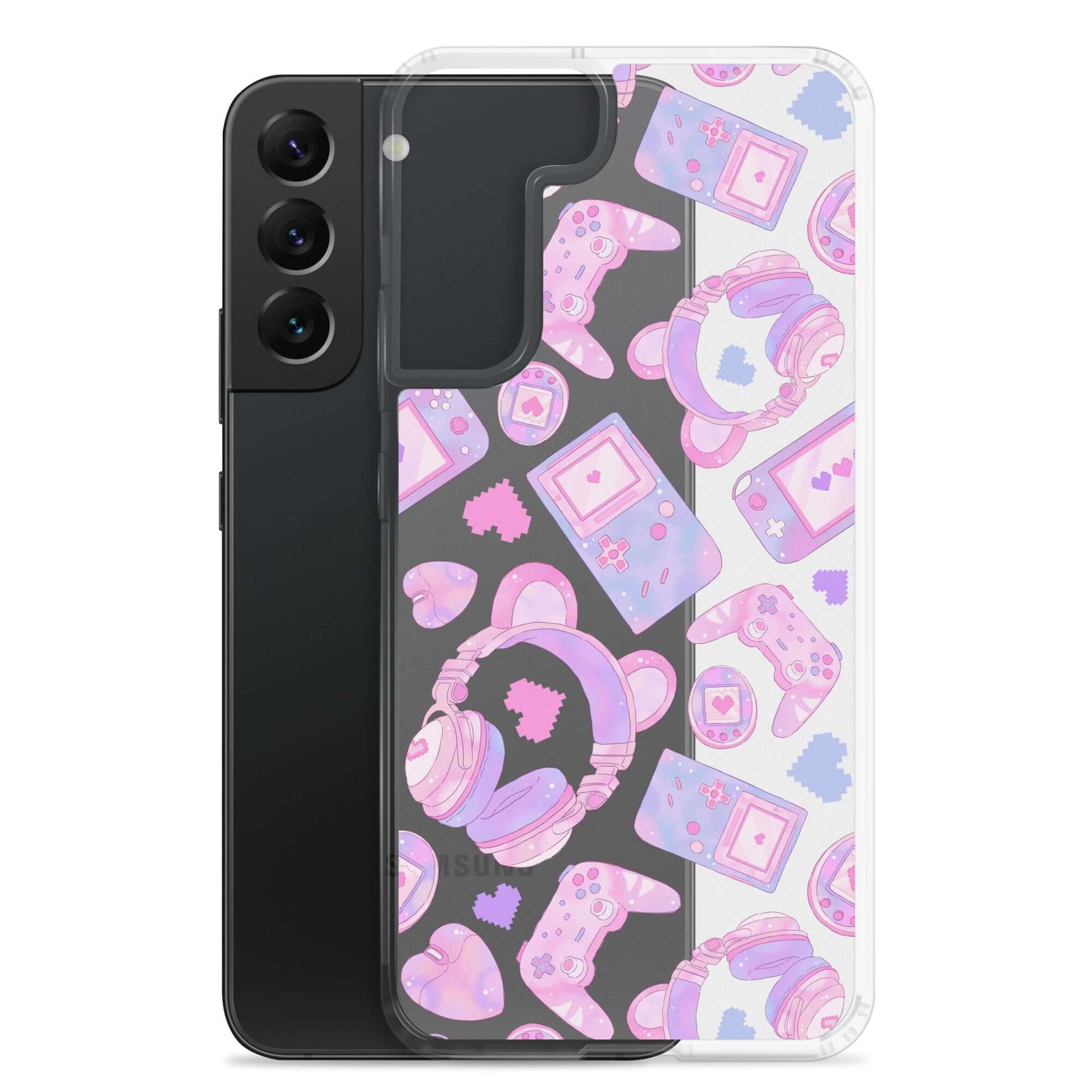 Stylish Gamer Girl Samsung® Clear Case featuring cute gaming graphics, perfect for protecting your phone in style.