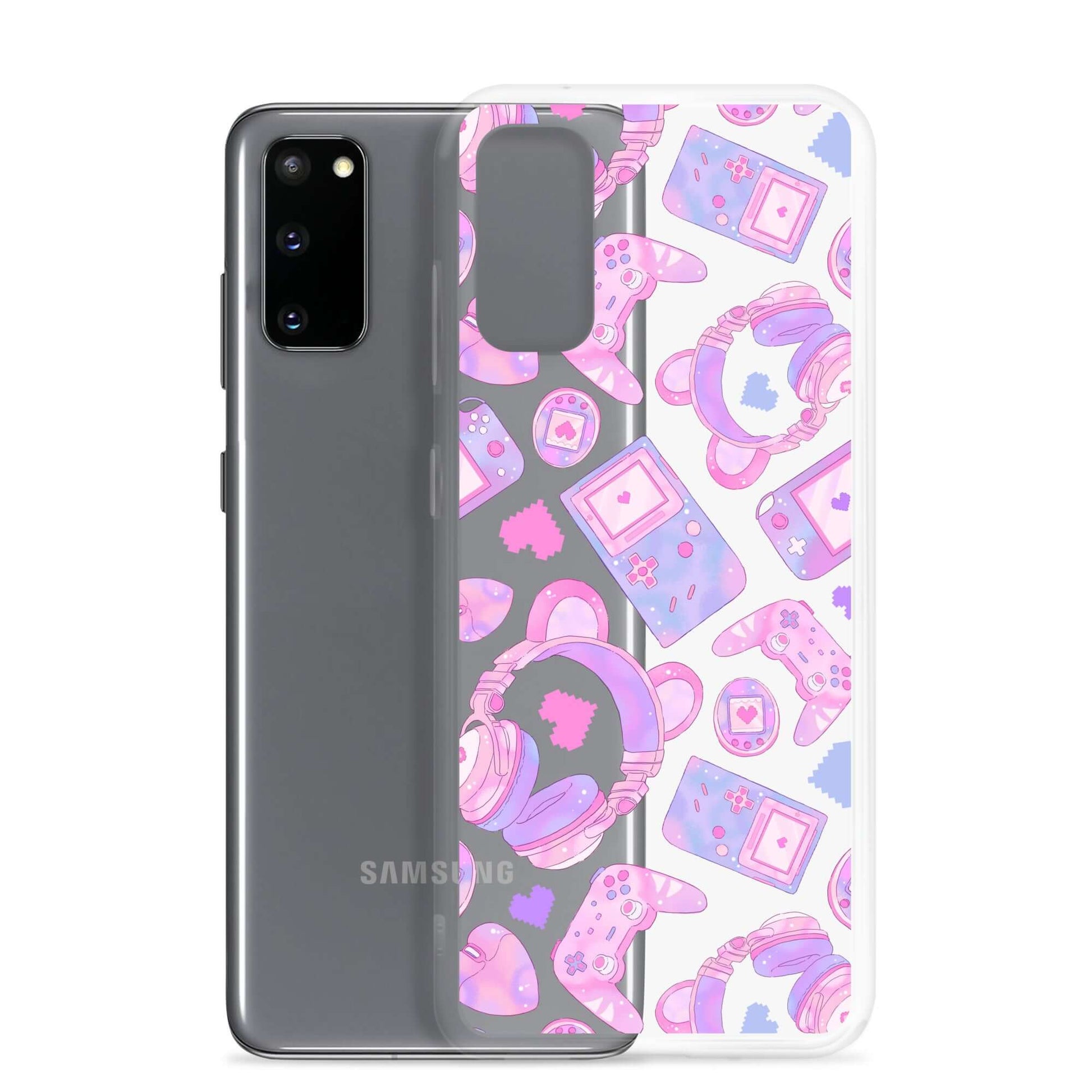 Stylish Gamer Girl Samsung® Clear Case featuring cute gaming designs, perfect for protecting your device in style.