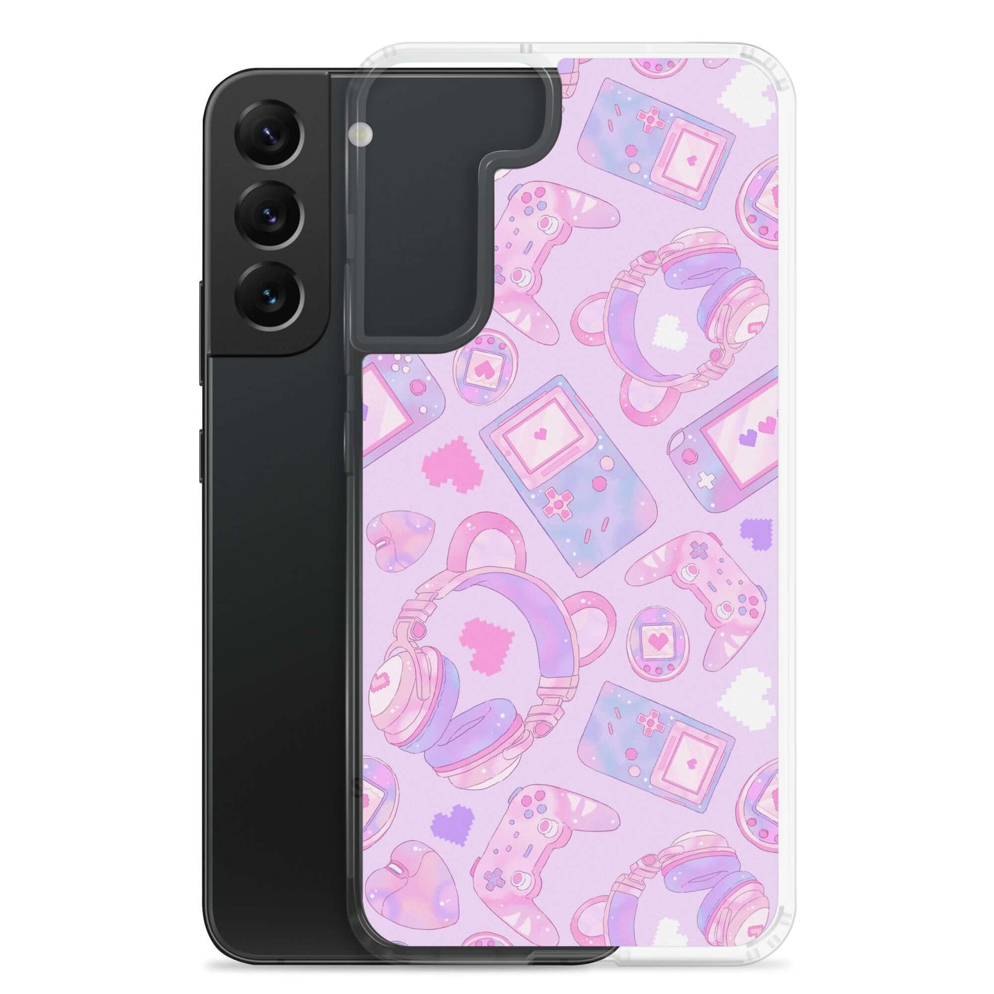 Stylish Gamer Girl Samsung® Clear Case featuring cute gaming graphics, perfect for protecting your device in style.