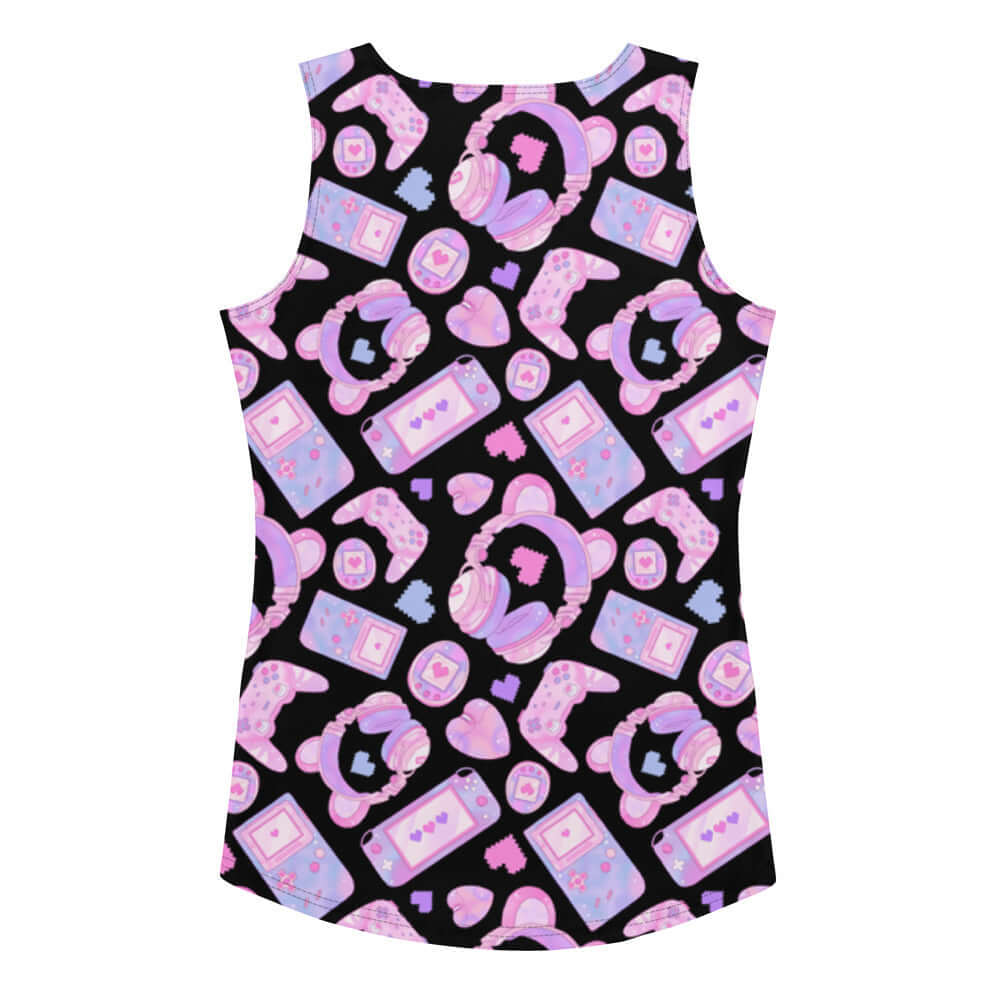 Gamer Girl Tank Top featuring a fun gaming pattern, perfect for workouts and showing off your nerdy style.