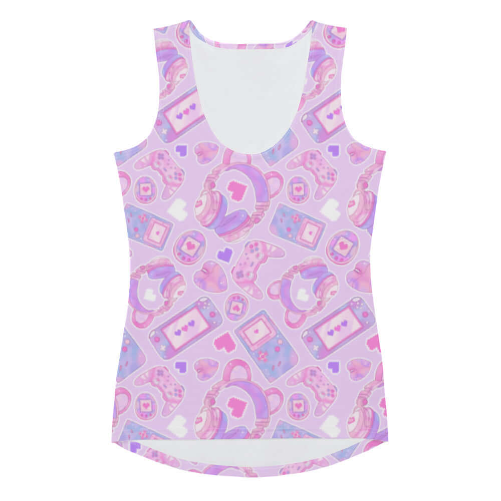 Cute and stylish Gamer Girl Tank Top featuring playful gaming graphics, perfect for gym workouts and embracing your nerdy side.
