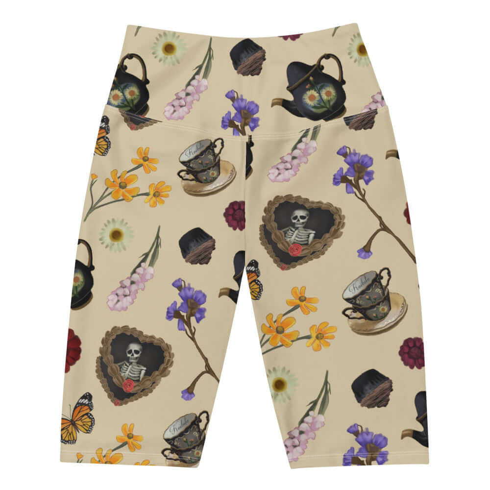 Gothic Tea Time Biker Shorts feature a whimsical design, perfect for comfort and style in any setting.