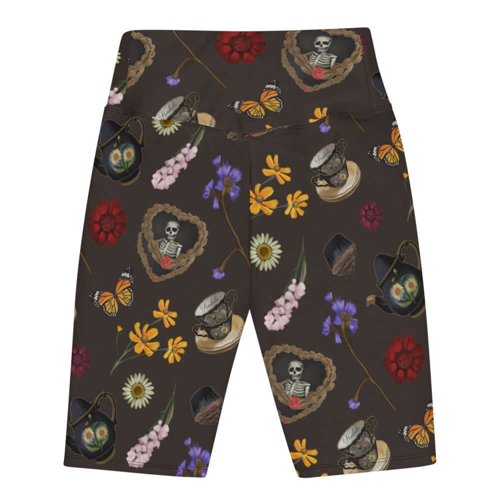 Gothic Tea Time Biker Shorts feature a stylish print, perfect for comfort and ease during any activity.