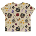 Gothic Tea Time Crop Top features a unique design with tea sets and flowers, perfect for stylish tea time gatherings.