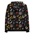 Gothic Tea Time Hoodie featuring a vibrant floral and skull print, perfect for a cozy, stylish tea time.