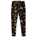 Gothic Tea Time Leggings feature delicate flowers and tea ware, perfect for a stylish, goth-inspired look.
