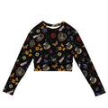 Gothic Tea Time Long-sleeved Crop Top featuring eco-friendly fabric and unique floral prints for stylish athleisure wear.