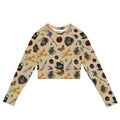 Gothic Tea Time Long-sleeved Crop Top features a charming design, perfect for eco-conscious athleisure outfits.