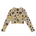 Stylish Gothic Tea Time Long-sleeved Crop Top features eco-friendly fabric and a comfortable double-layered waist.
