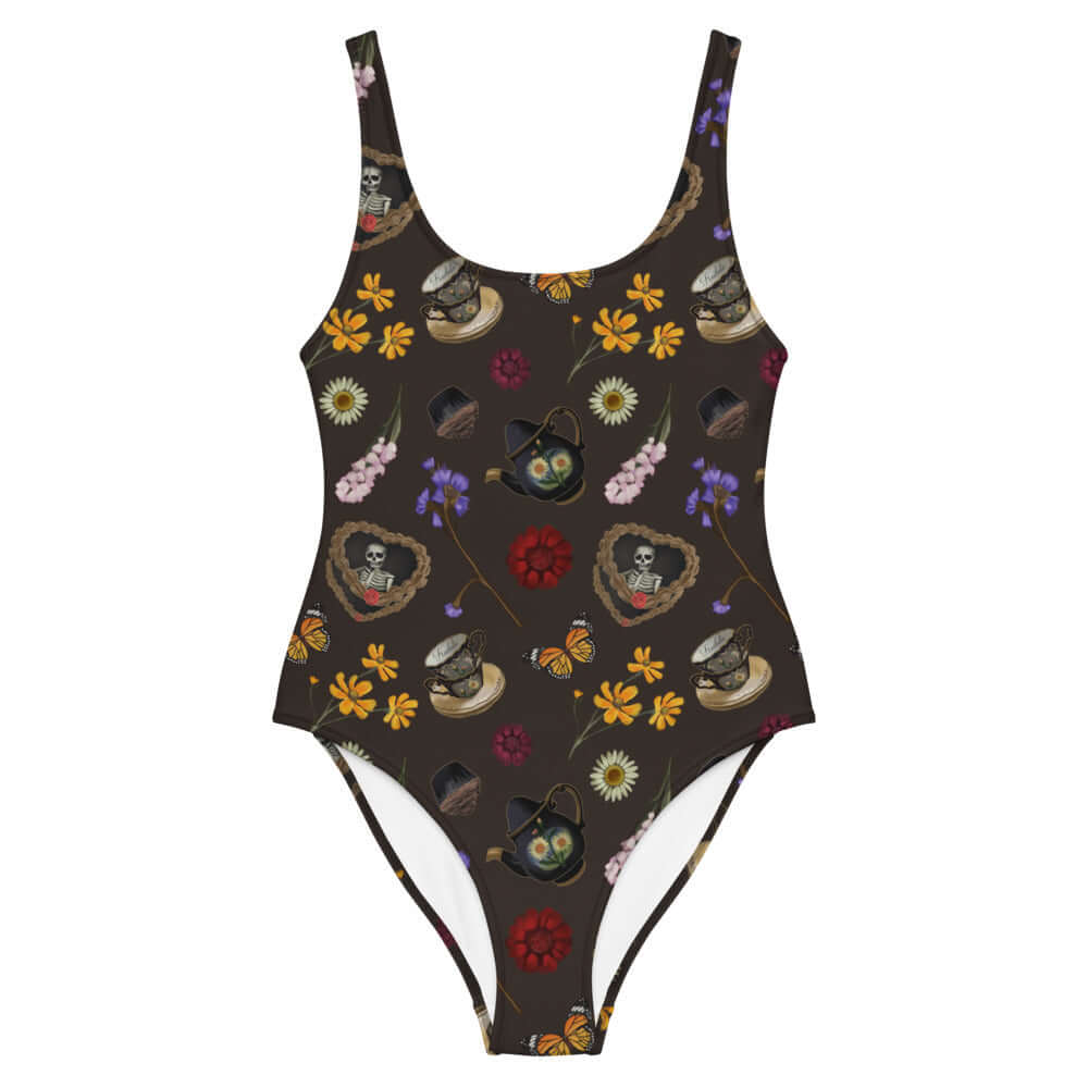 Flatter your figure with the Gothic Tea Time One-Piece Swimsuit, showcasing unique patterns and smooth fabric.