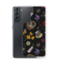 Gothic Tea Time Samsung® Clear Case showcases a floral and skull design, providing stylish protection for your phone.