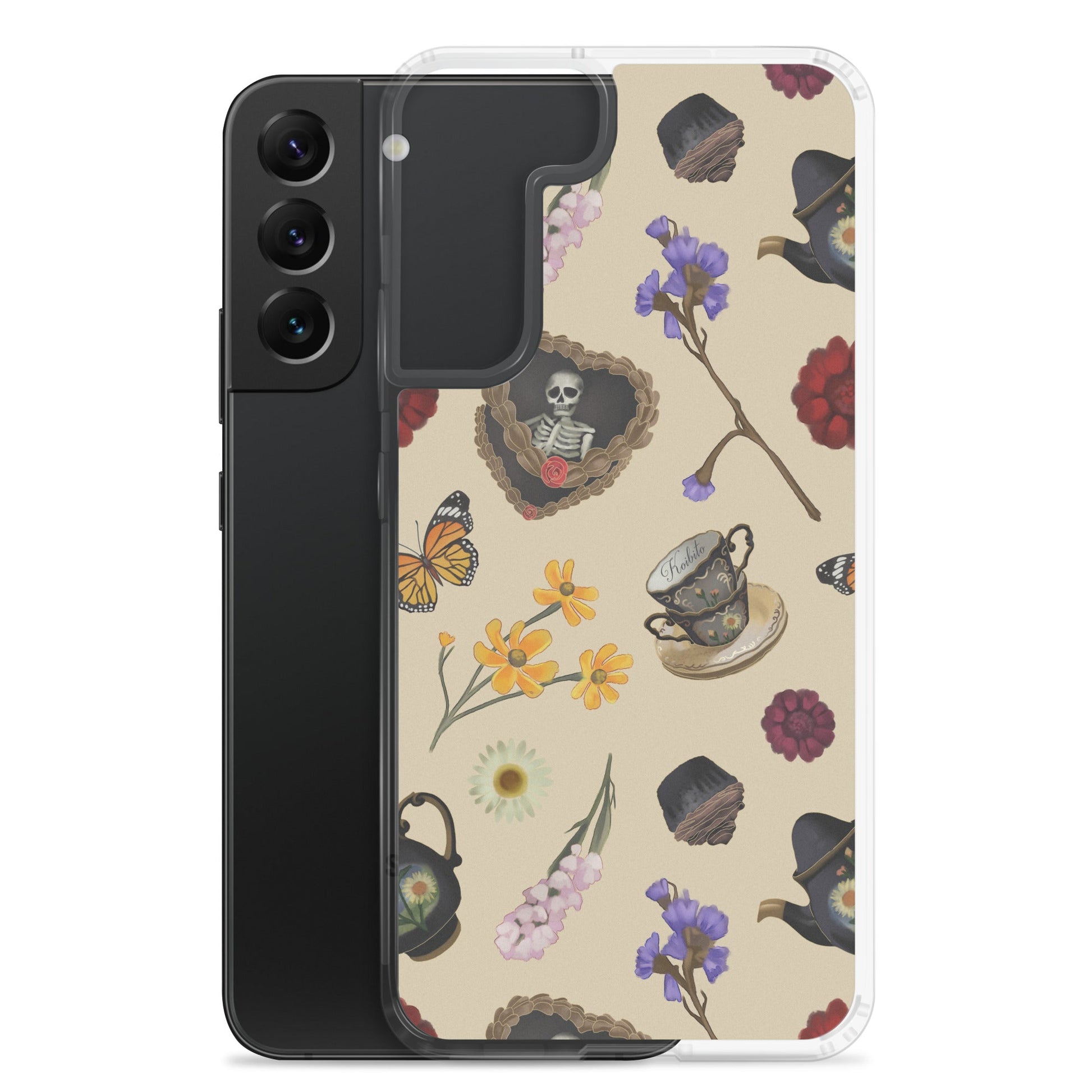 Gothic Tea Time Samsung® Clear Case featuring a unique design, offers protection from scratches and dirt for your phone.