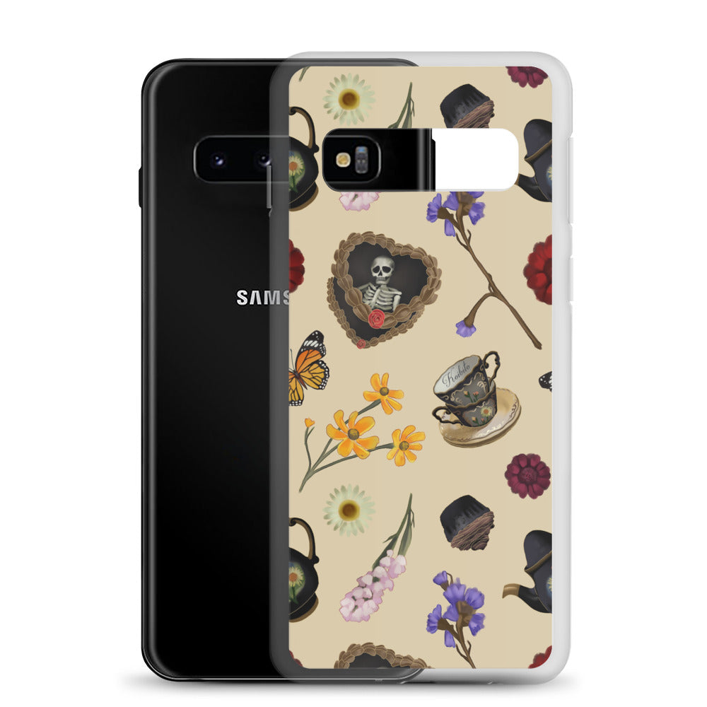 Stylish Gothic Tea Time Samsung® Clear Case features vibrant designs while protecting against scratches and dirt.