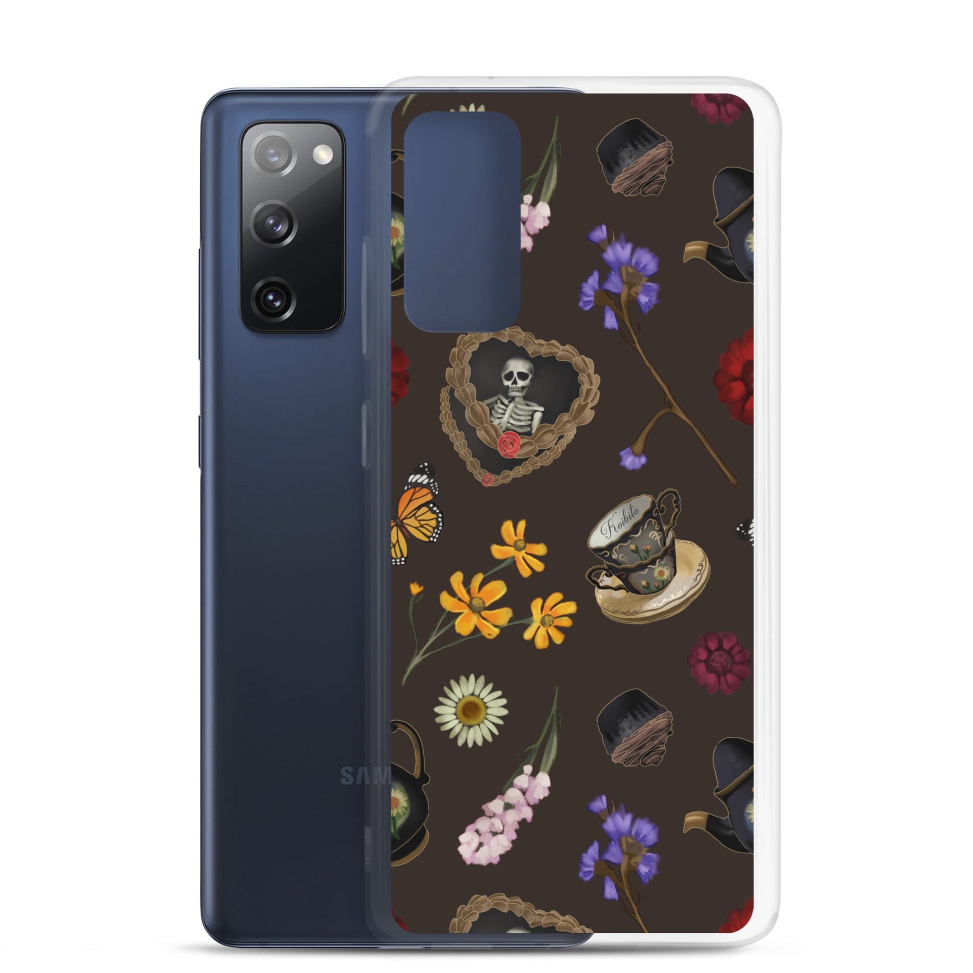 Gothic Tea Time Samsung® Clear Case features a stylish design, protecting your phone while showcasing unique art.