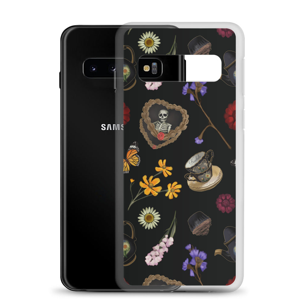 Gothic Tea Time Samsung® Clear Case features elegant designs, offering protection from scratches and easy access to buttons.