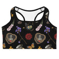 Gothic Tea Time Sports bra features whimsical flowers and butterflies, perfect for showcasing personality during workouts.
