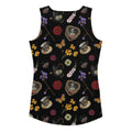 Stylish Gothic Tea Time Tank Top features a vibrant floral and skull pattern, perfect for unique summer fashion.