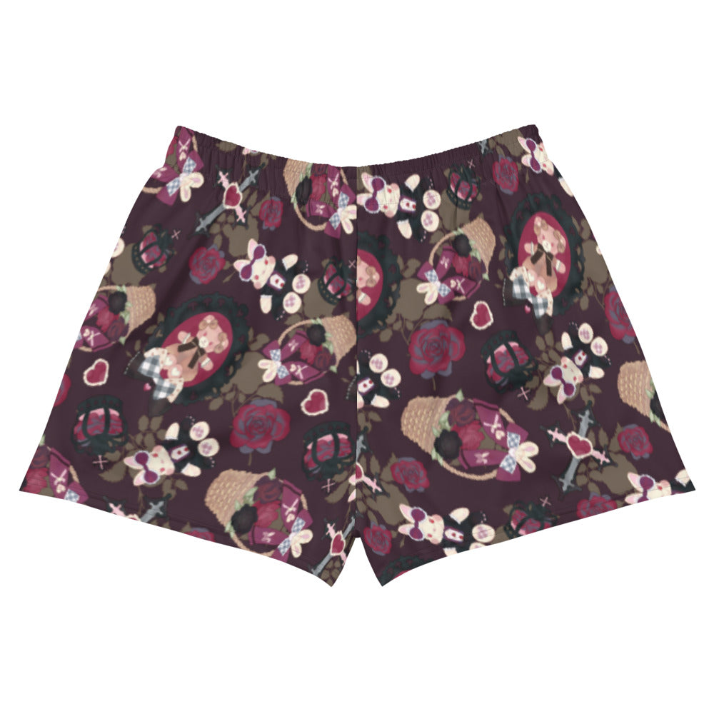 Gothic Teddy Athletic Short Shorts feature a cute, dark design, perfect for a gothic lolita style in comfort.