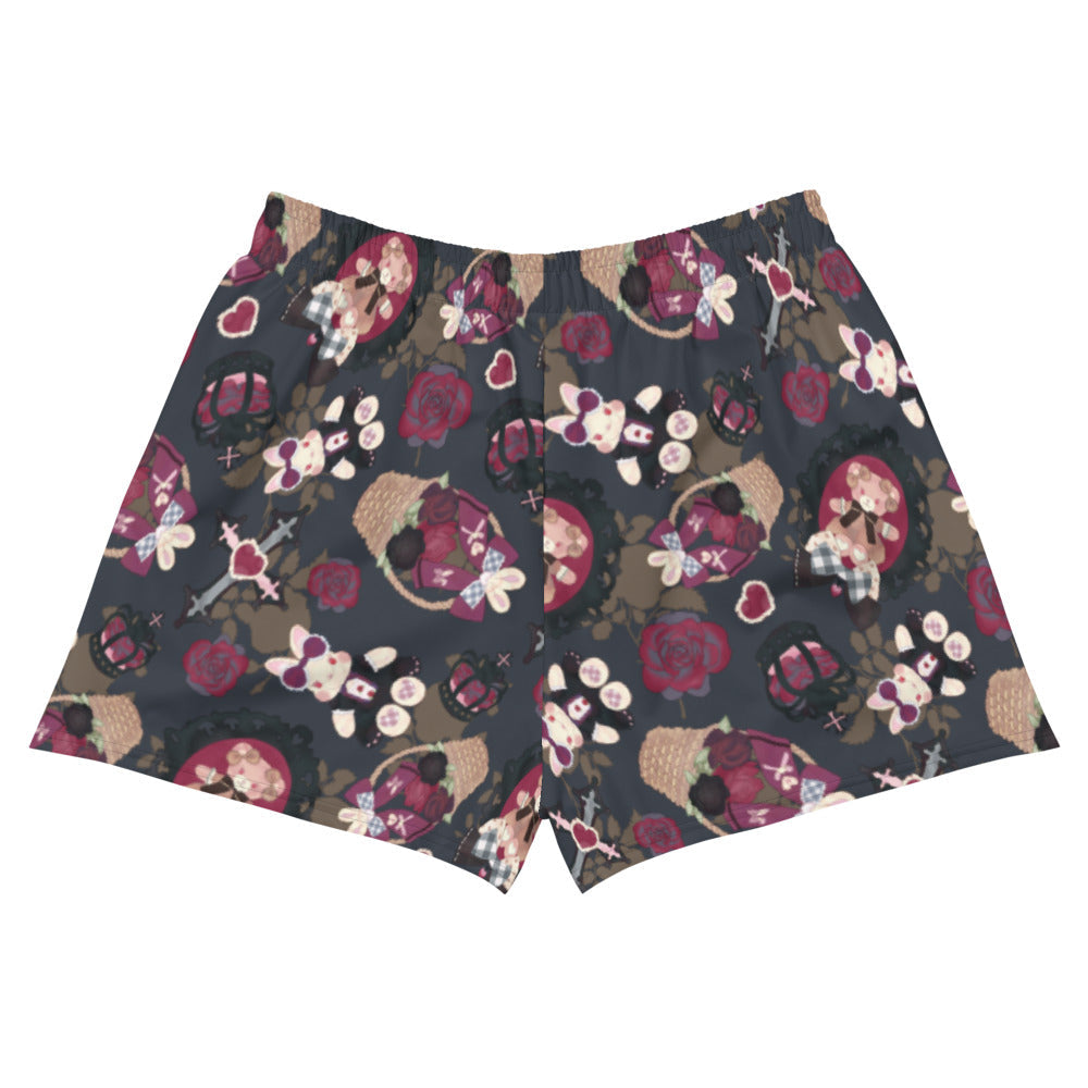 Gothic Teddy Athletic Short Shorts feature a playful print, blending comfort with a cute gothic style for any occasion.