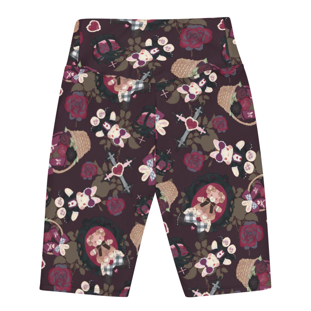 High-waisted Gothic Teddy Biker Shorts featuring regal motifs for style and comfort during workouts. Perfect for queens!