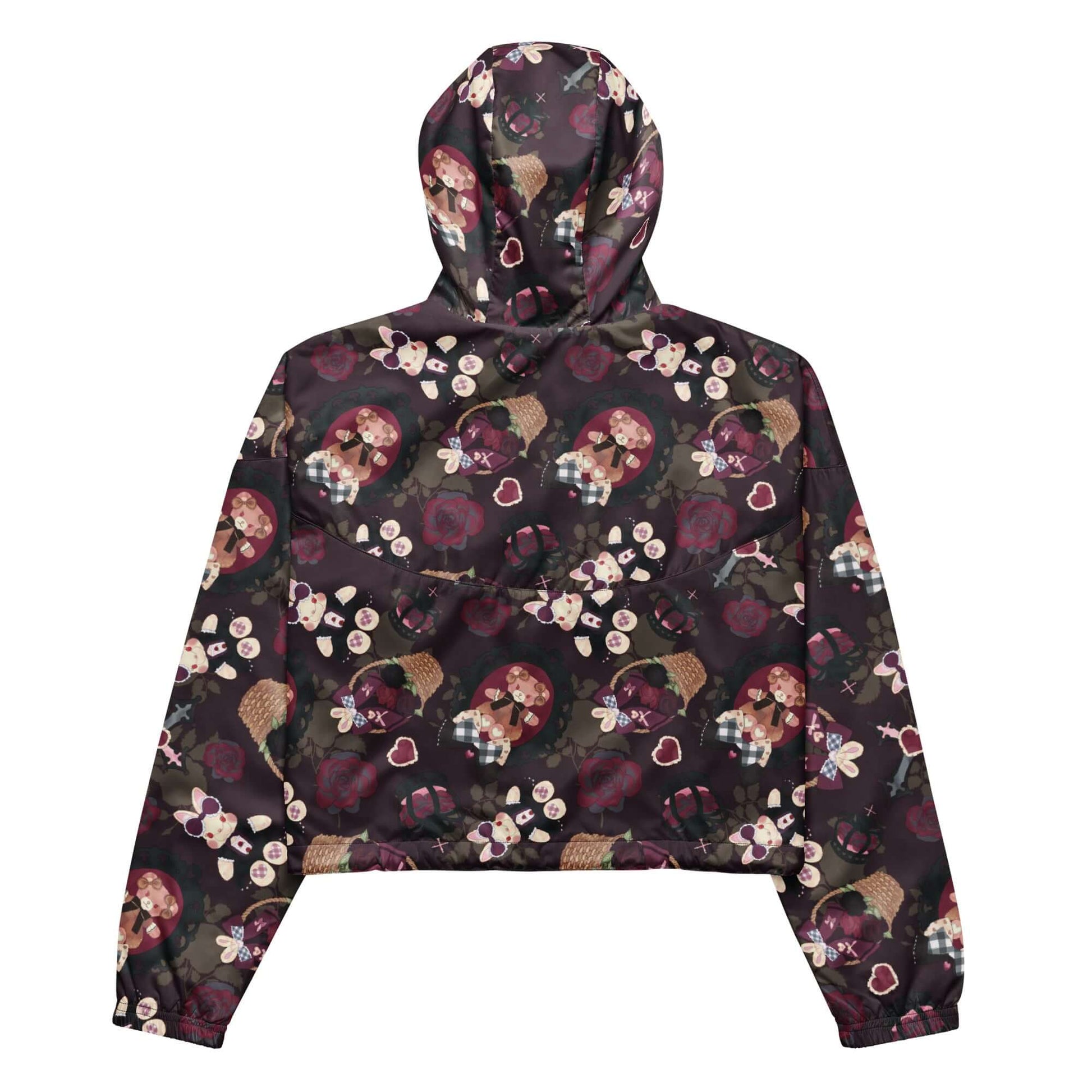 Stylish Gothic Teddy cropped windbreaker with a unique print, perfect for adventures in any weather.