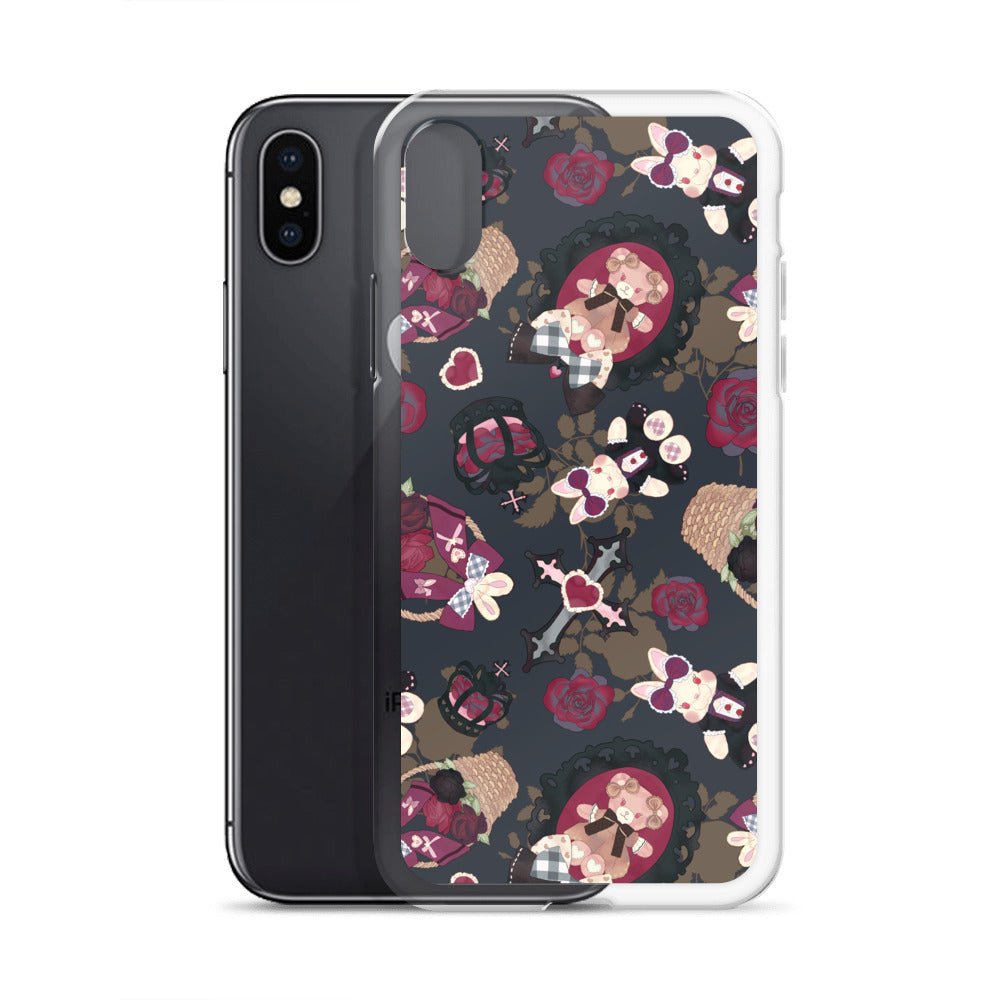 Sleek Gothic Teddy iPhone® Clear Case featuring a unique design, protecting against scratches and dirt.
