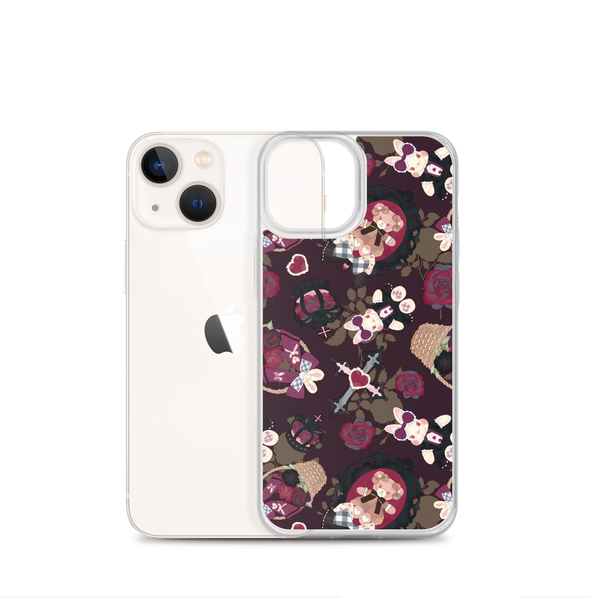 Gothic Teddy iPhone® Clear Case featuring a colorful design protects against scratches and dirt, perfect for stylish protection.