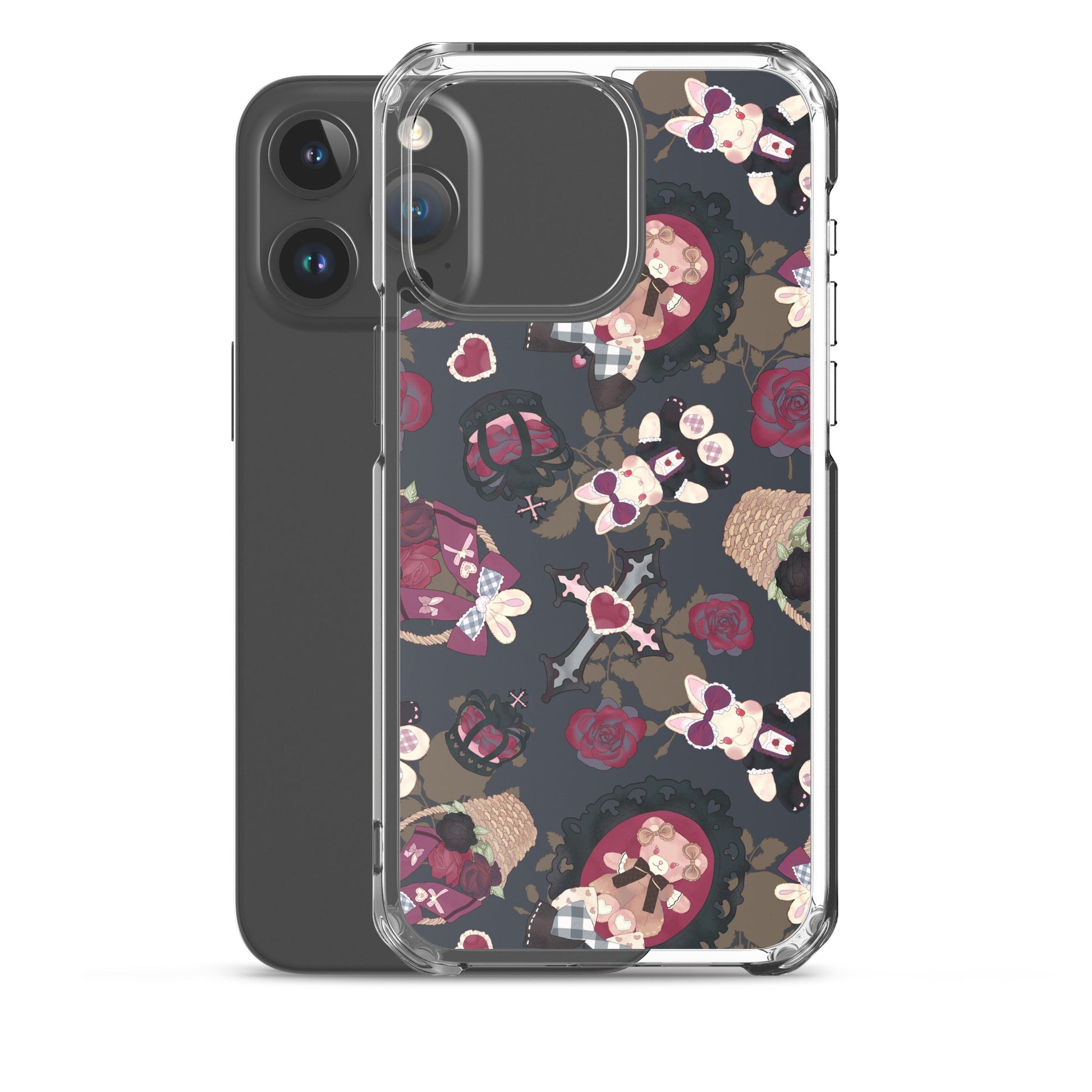 Protect your iPhone® with the stylish Gothic Teddy iPhone® Clear Case, featuring a sleek design and durable materials.
