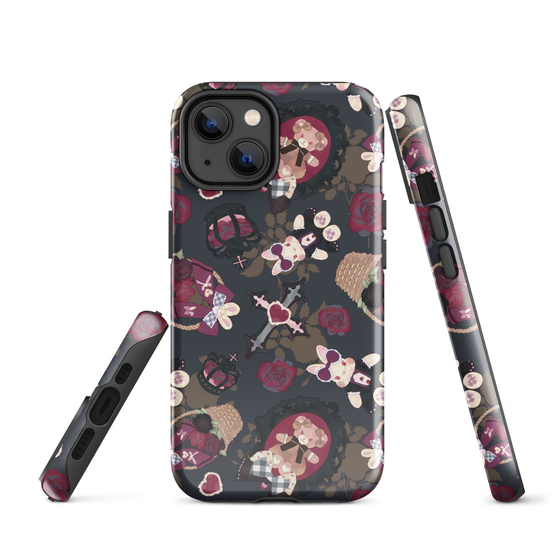 Stylish Gothic Teddy iPhone® Tough Case featuring a durable design, perfect for protection and fashion.